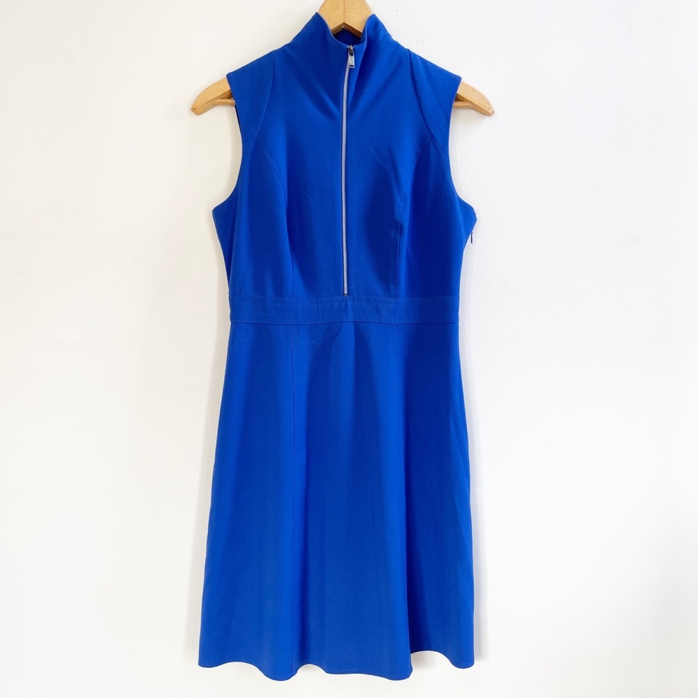 Andrew Marc Blue Sheath Dress with Front Zip Sz 4